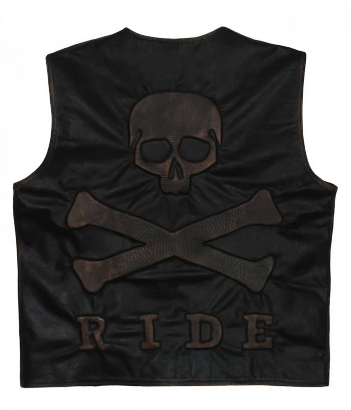 Skull Embossed Leather Vest