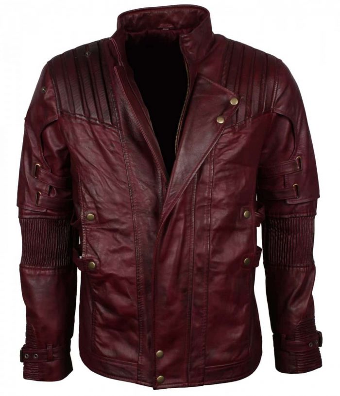 Star Lord Maroon Genuine Leather Jacket Sale