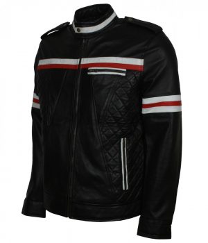 Zod Black Quilted Fashion Leather Jacket - USA Leaather Factory