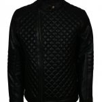 Diamond Quilted Black Real Leather Jacket