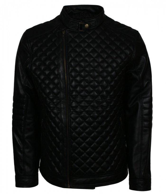 Diamond Quilted Black Real Leather Jacket