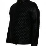 Diamond Quilted Black Real Leather Jacket Sale USA