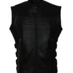 Mens-Icon-Skull-Black- Leather-Regulator-Motorcycle- Racing-Riding D30-Black-Club- Leather-Vest-Costume-moto