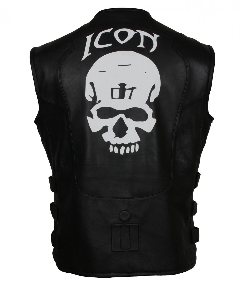 Icon Black Skull Biker Leather Vest USA Leather Factory USA Leather
