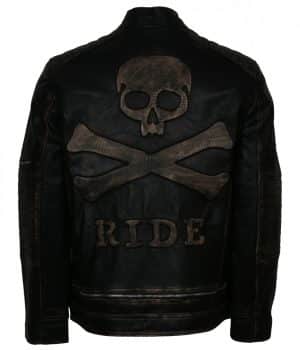 Tough Motorcycle Mens Skull Leather Jacket - Image 2