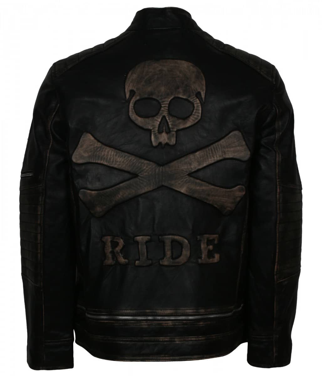 Tough Motorcycle Mens Skull Leather Jacket USA Leather Factory USA