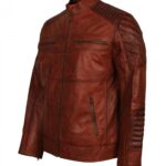 SCARECROW Men Brown Vintage Leather Jacket - Image 7