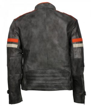 Retro Grey Tough Motorcycle Vintage Leather Jacket - Image 5
