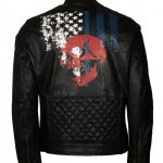 American Skull Man Black Motorcycle Leather Jacket Sale