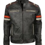 Retro Grey Man Tough Motorcycle Leather Jacket