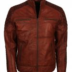 Scarecrow Mens Brown Vintage Leather Jacket Free Shipping