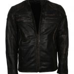Mens-Distressed-Black-Quilted-Designer-Motorcycle-Black-Leather-Jacket-costume