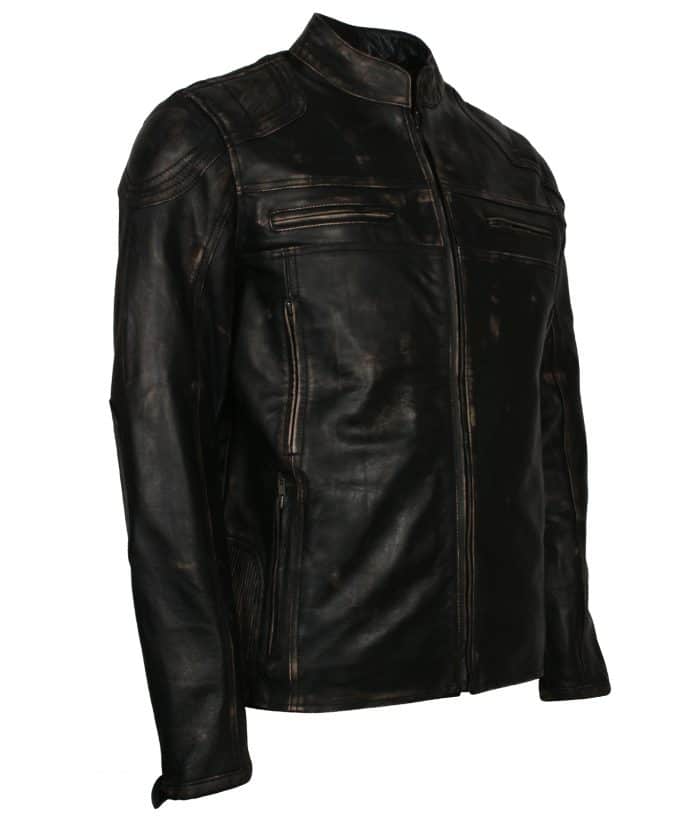 Distressed Black Vintage Motorcycle Leather Jacket for Men | USA ...