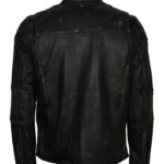 Distressed Black Men Vintage Motorcycle Leather Jacket - Image 5