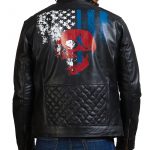 American Skull Men Cowhide Motorcycle Leather Jacket Sale