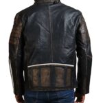 Designer Men Distressed Black Leather Jacket - Image 4