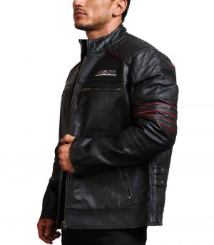 Sword Black Cowhide Leather Jacket - Image 3