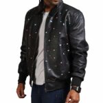Men Icecream Printed Real Leather Jacket - Image 3