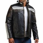 Designer Men Distressed Black Leather Jacket