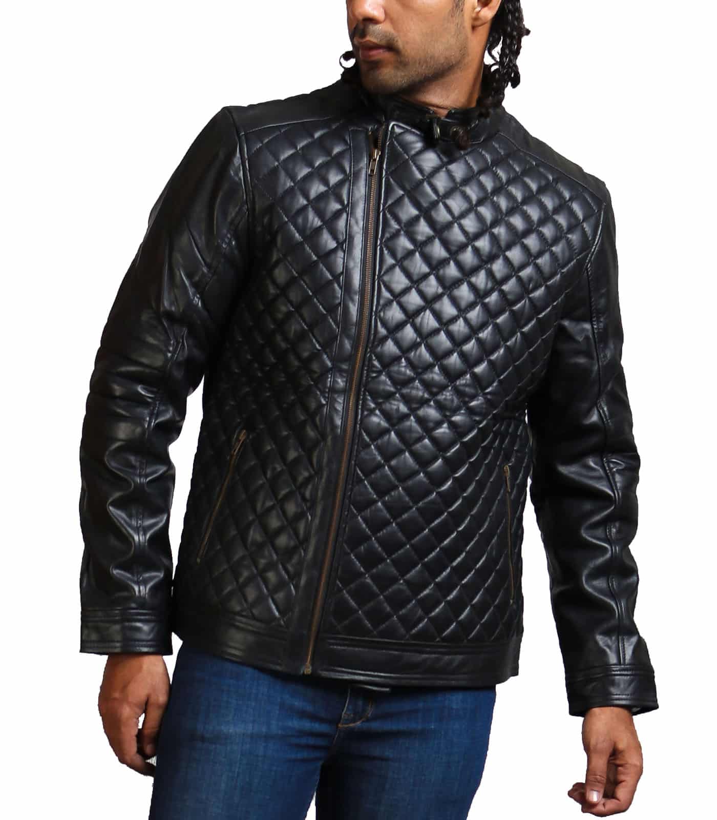 Buy Diamond Quilted Black Fashion Jacket for Men | USA Leather Factory