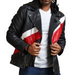 Hooded Mens Black Genuine Leather Jacket
