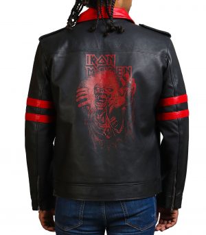 Iron Skull Men Black Real Leather Jacket