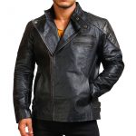 Men Cowhide Black Skull Motorcycle Leather Jacket Sale