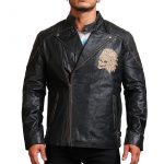 Men Indian Skull Black Leather Jacket Fashion