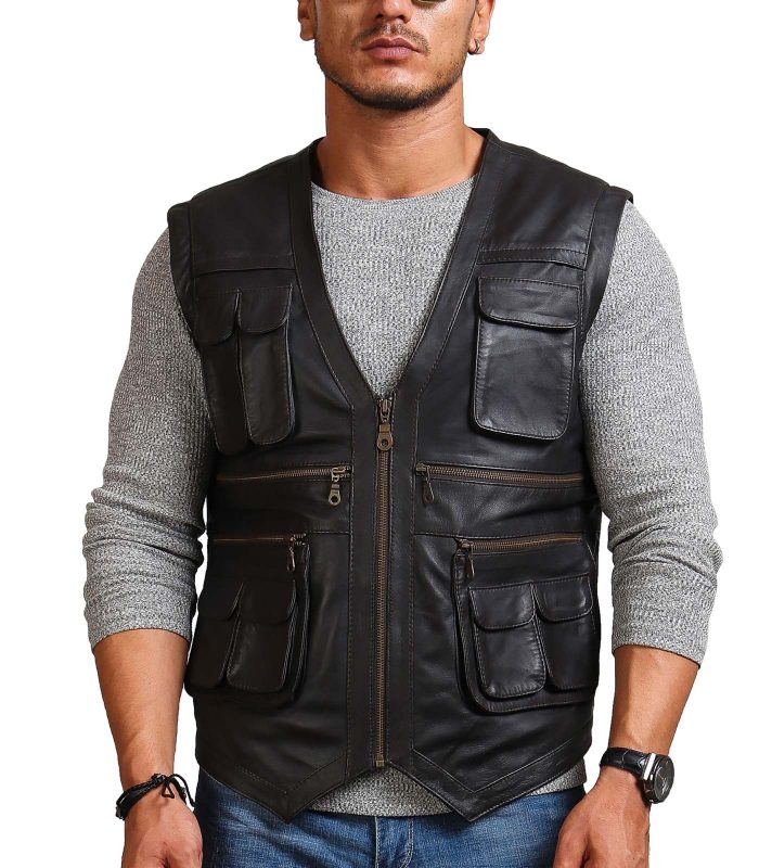 Chris Pratt Man Black Leather Vest