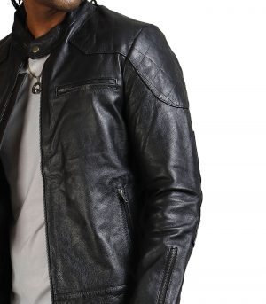 David Black Biker Leather Jacket - Image 6