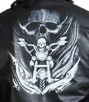 Riding Skeleton Boda Biker Leather Jacket - Image 6