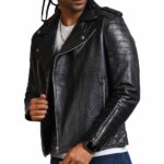 Mens Black Boda Biker Leather Jacket - Image 4