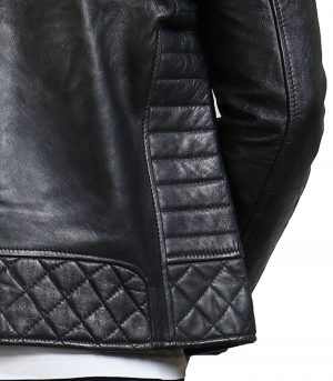Mens Black Boda Biker Leather Jacket - Image 6