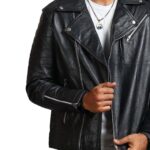 Mens Black Boda Biker Leather Jacket - Image 7