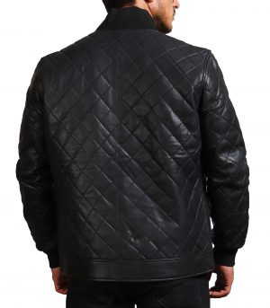 David Quilted Black Leather Jacket - Image 4