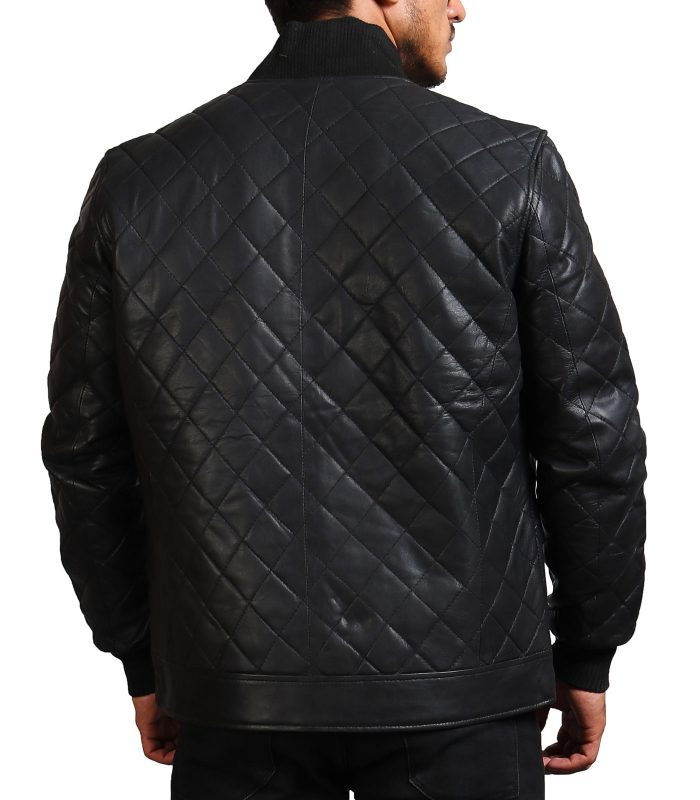 David Beckham Quilted Black Leather Jacket | USA Leather Factory