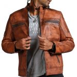Designer Cafe Racer Vintage Brown Leather Jacket Sale USA Leather Factory
