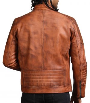 Designer Cafe Racer Vintage Brown Leather Jacket - Image 5