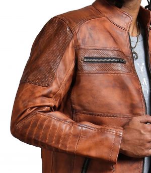 Designer Cafe Racer Vintage Brown Leather Jacket - Image 6