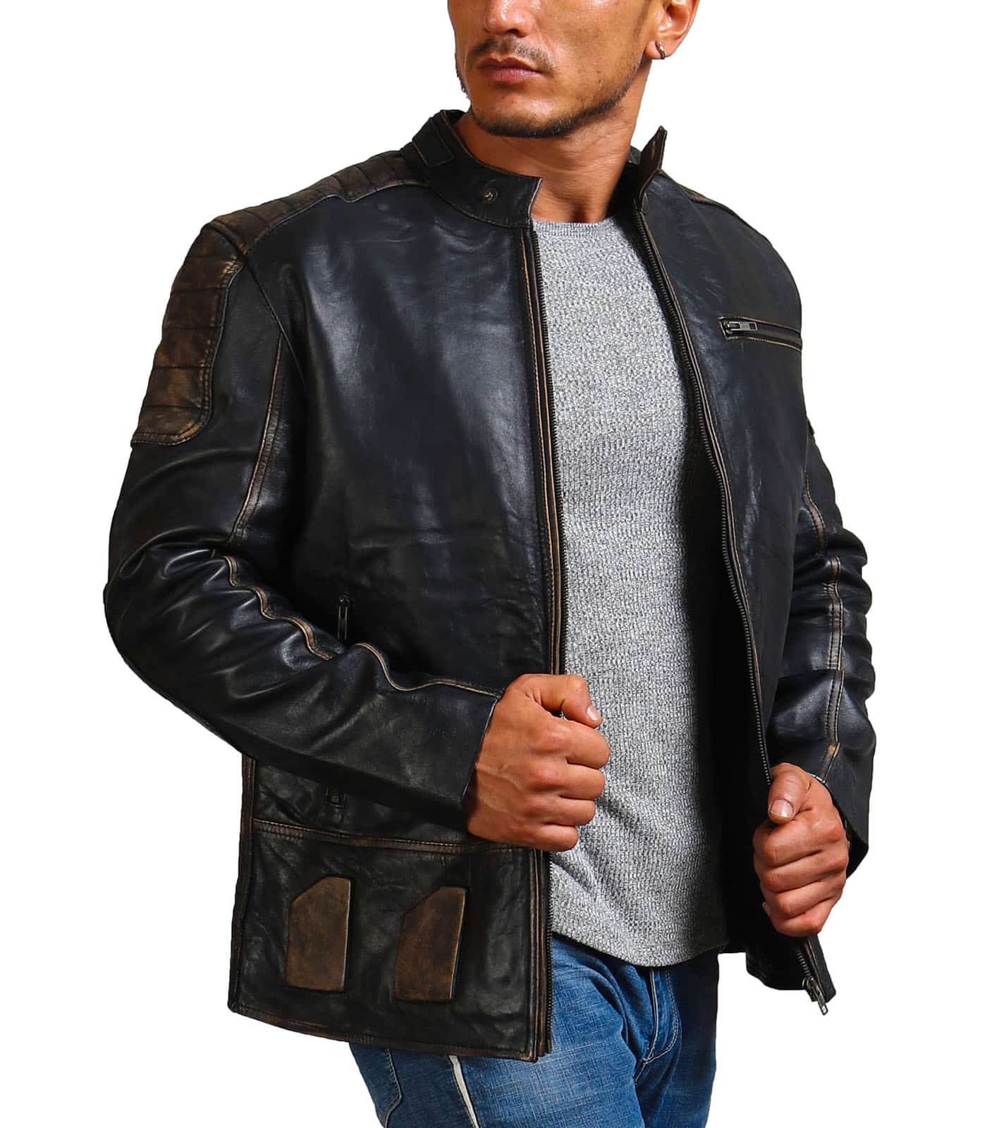 Kid Short Length Biker Style Leather Jacket