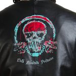 Blood Skull Printed Men Black Leather Vest