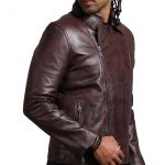 Vincent Men Fashion Brown Leather Jacket Sale USA