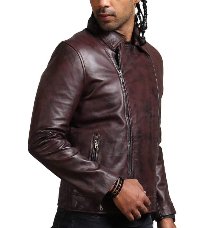 Vincent Men Fashion Brown Leather Jacket Sale USA