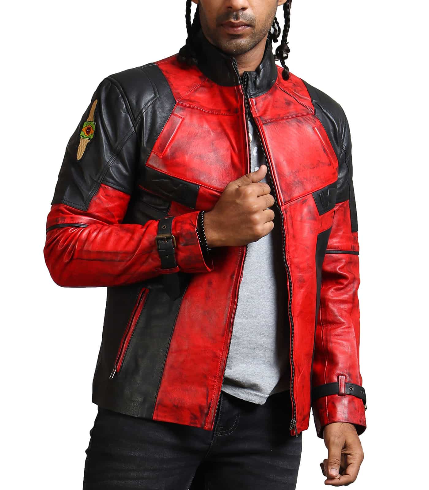 DP Men Red Blood Waxed Leather Jacket USA Leather Factory