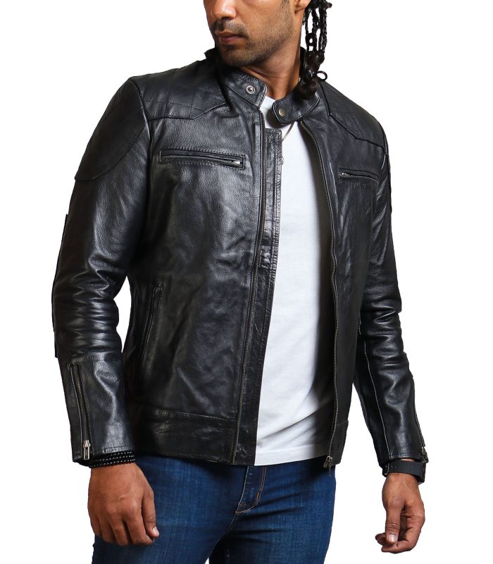 David Beckham Black Biker Leather Jacket