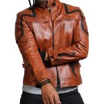 Designer Men Brown Waxed Leather Jacket Sale