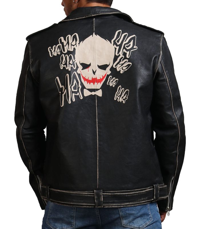 Joker Black Brando Distressed Leather Jacket