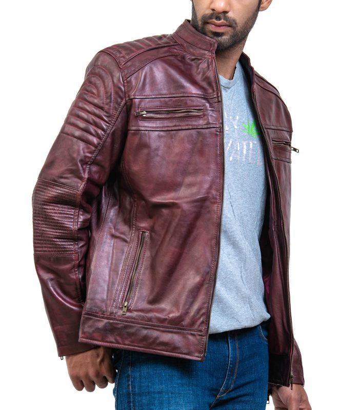 cafe Racer Leather Jacket For Sale Free Shipping USA and UK