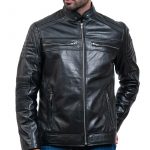 Cafe Racer Men Black Leather Jacket Sale USA Sale