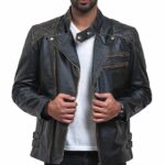 Skull Leather Distressed Cowhide Motorcycle Jacket Sale